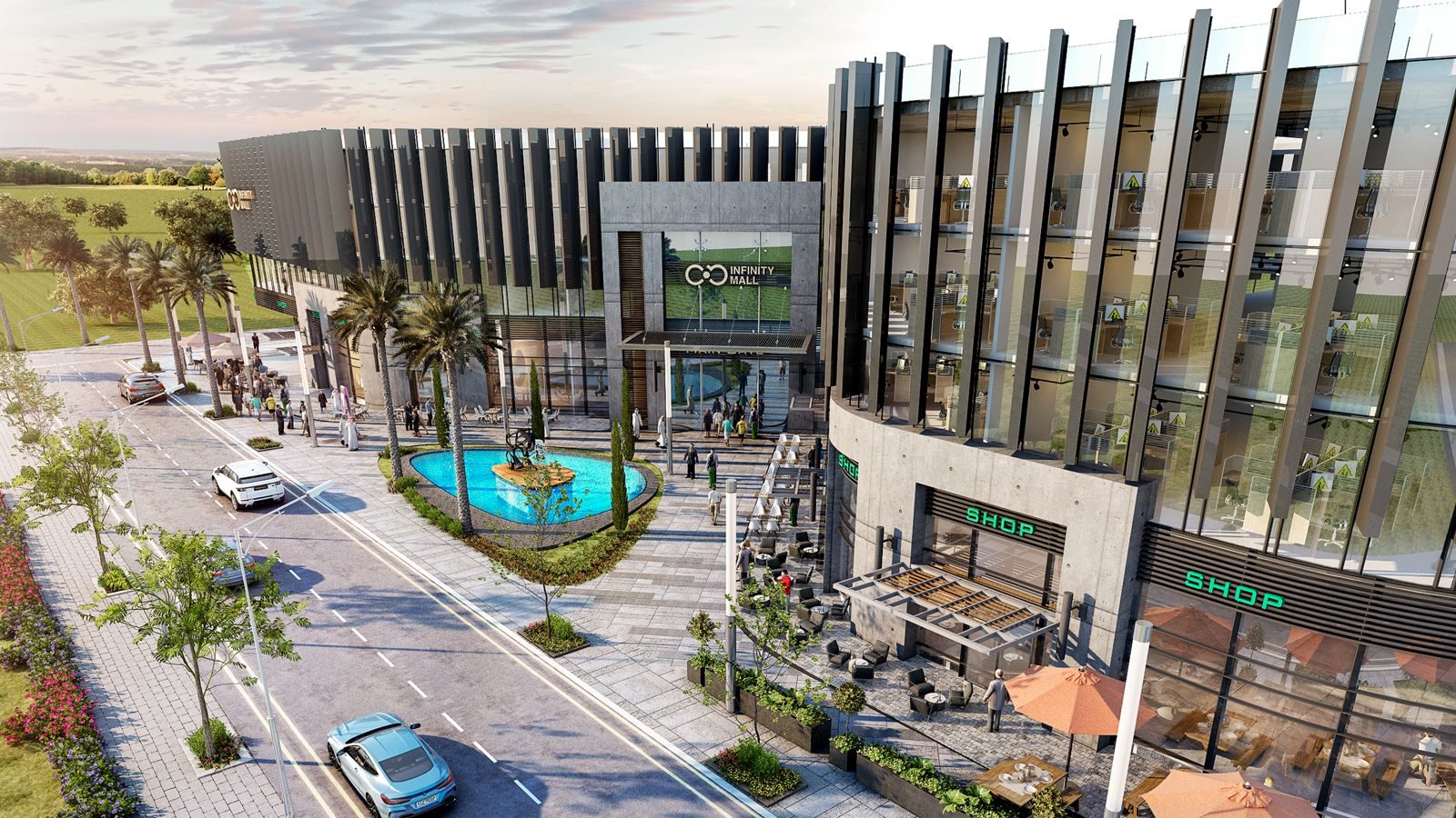 Infinity Mall — street-level view of the retail frontage.