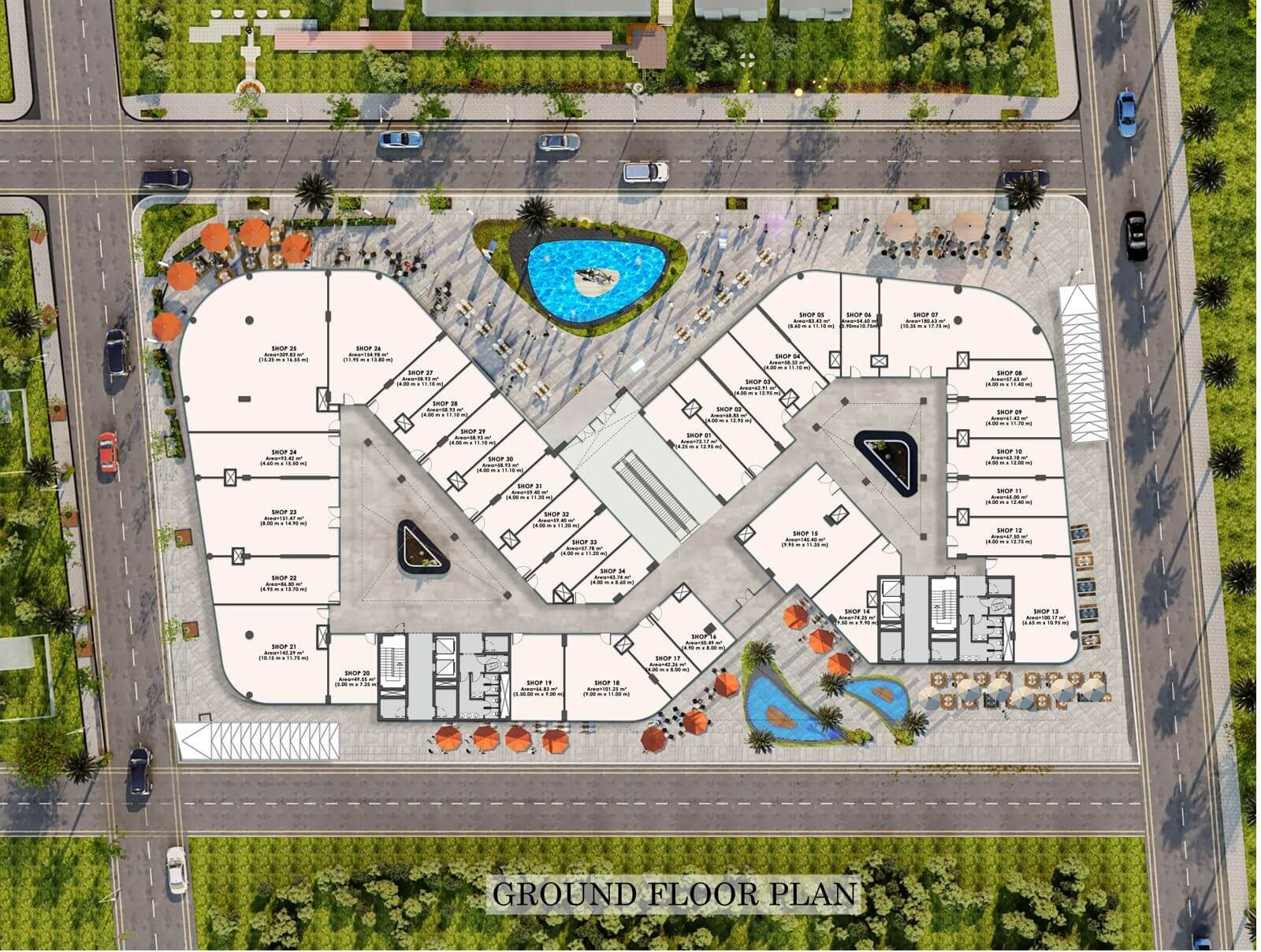 Infinity Mall — aerial view of the completed scheme.
