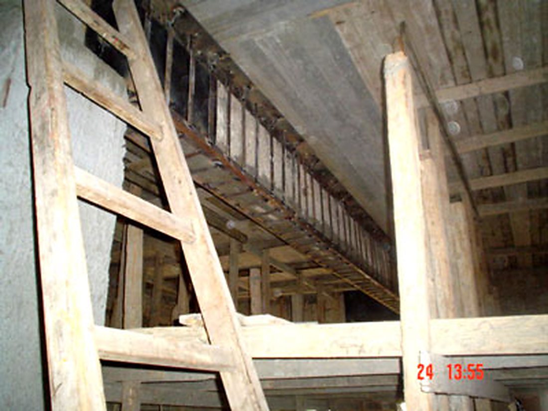 Beam during retrofitting.