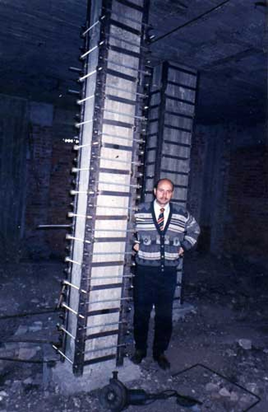Column strengthened in an occupied building.