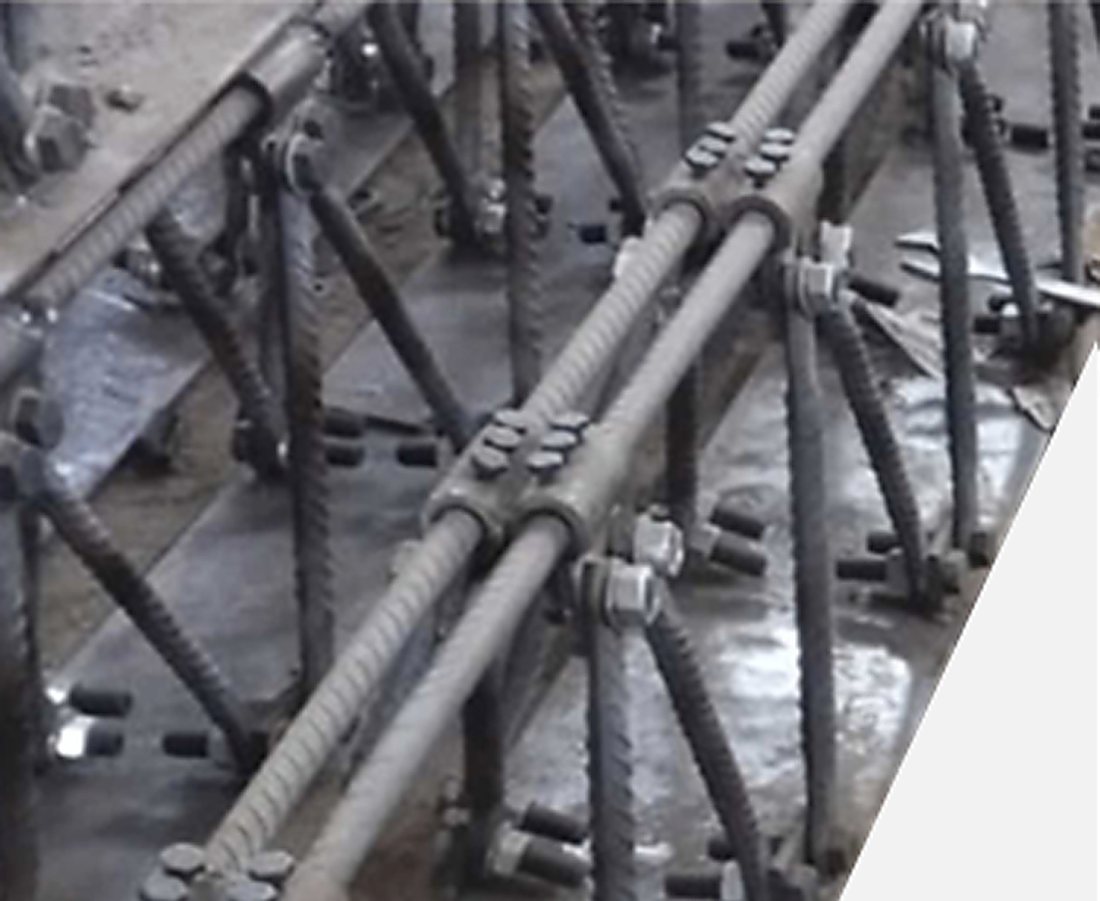 Rebar truss, type A, with bolted mechanical joints.